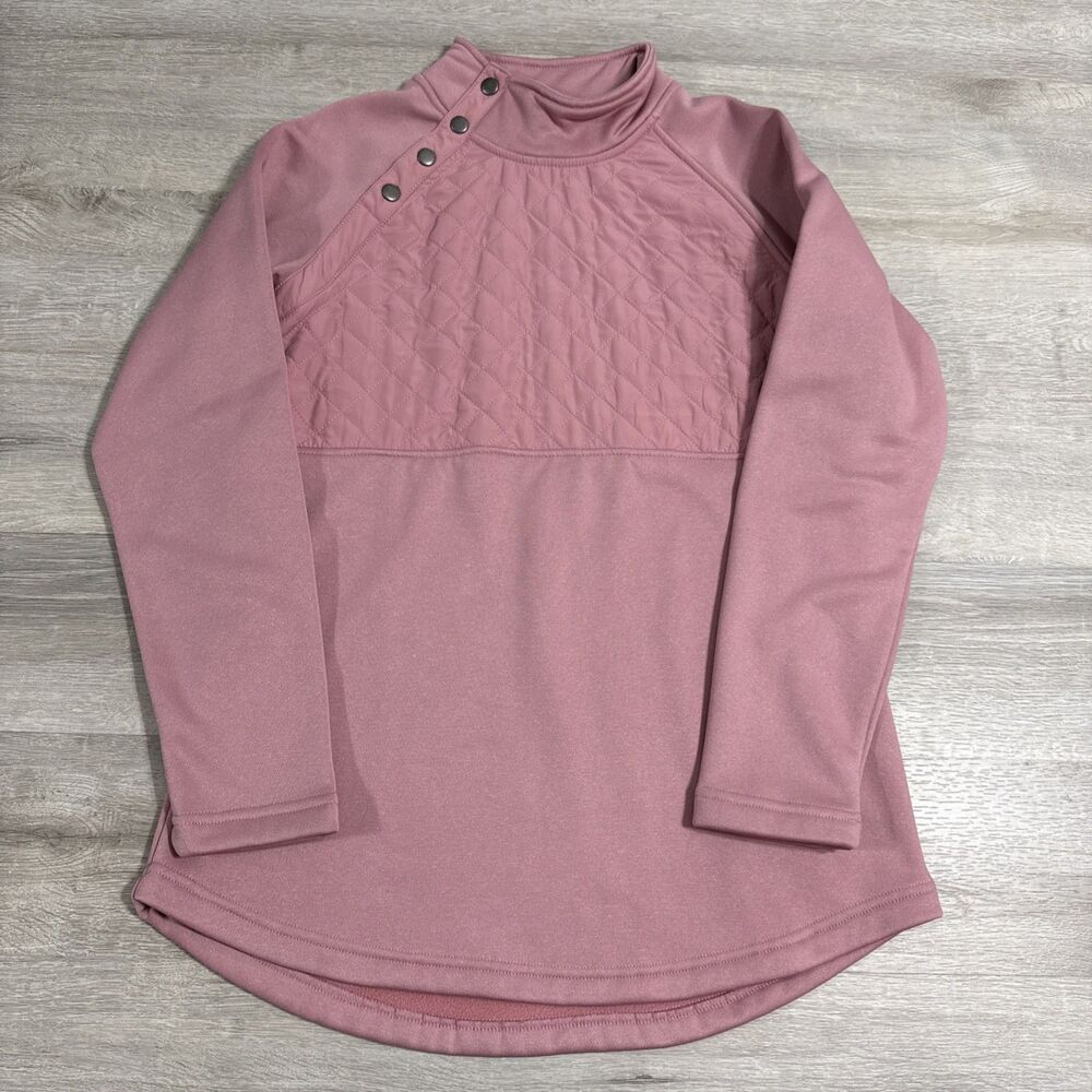 Charles River Sweatshirt Women's Medium Pink Newbury Quilted Asymmetric Snap NWT